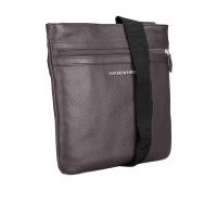 Emporio Armani男士头层牛皮单肩包商务日常拉链口袋图案设计轻便斜挎包