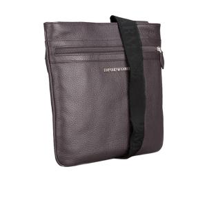 Emporio Armani男士头层牛皮单肩包商务日常拉链口袋图案设计轻便斜挎包