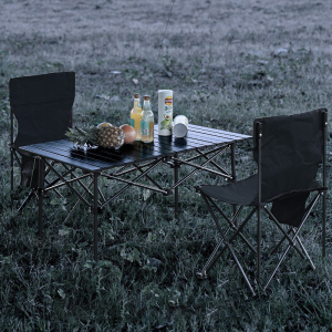 铁斯特 户外折叠桌椅(TST-LX056 1.2米黑长桌+6把椅)