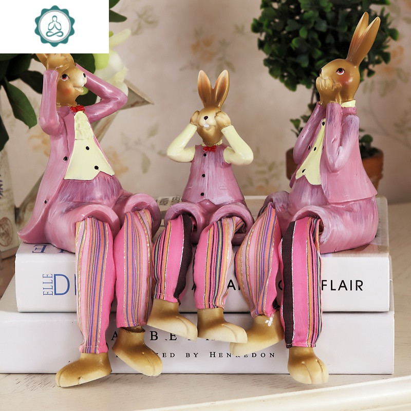 酒柜可爱卡通创意吊脚娃娃小礼品兔子一家 封后 呆萌人物站立(粉色)()