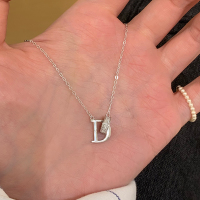 纯银D字母圆环项链女2025新款韩系ins风锁骨链小众设计感颈链送女朋友老婆情人节七夕生日礼物