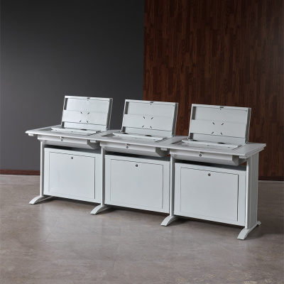 臻远 翻转桌显示器隐藏式培训桌 003灰白色