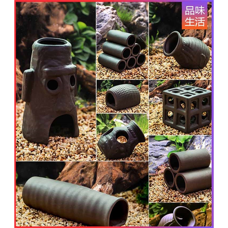 鱼缸造景陶罐躲避洞鱼虾躲避屋产卵洞慈鲷繁殖罐米妮虾窝虾罐异形