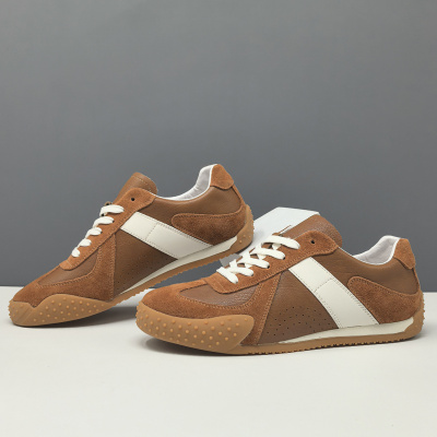 真皮板鞋男款潮流百搭欧洲站平板男鞋男士小众头层牛皮透气休闲鞋