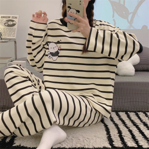 新款睡衣女秋冬季棉质长袖少女韩版卡通宽松休闲家居服套装可外穿