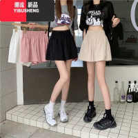 YIBUSHENG大码黑色高腰休闲短裤女季梨形身材阔腿裤子胖mm遮肉显瘦a字裤