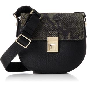 FURLA女士迷你马鞍包小巧百搭日常通勤手提斜挎单肩包 Moss_green_+_black_(1007-k9300