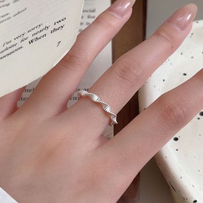 S925纯银韩版时尚波浪简约纹理扭线戒指女ins风时髦个性指环扭纹送女朋友老婆情人节七夕生日礼物