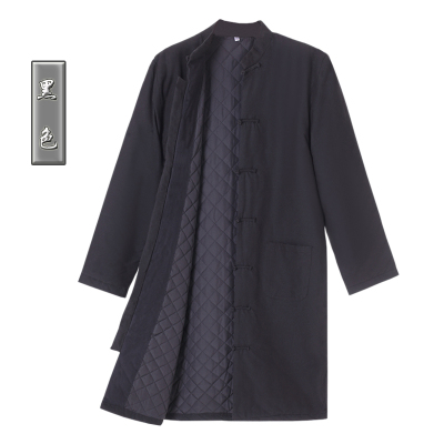 HongZun唐装男冬季棉服长款风衣外套中国风冬装复古盘扣居士汉服棉袄禅袍风衣