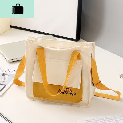 韩版ins日系帆布包女单肩百搭原宿学生上课装书包森系手提斜挎包NEW LAKE女斜挎包