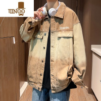 YANXU渐变刺绣牛仔夹克男款美式复古水洗潮牌做旧高街宽松休闲外套