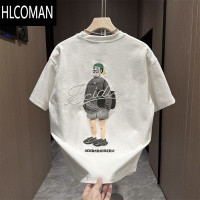 HLCOMAN潮流时尚百搭男士印花短袖T恤夏季新款宽松圆领半袖小众设计半袖