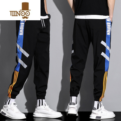 YANXU夏季冰丝裤子男款休闲长裤薄款百搭束脚男士夏天工装九分运动裤潮