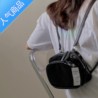 封后明星同款双肩包女2022新款小众方形可爱纯色百搭休闲黑色书包背包学生书包