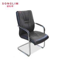 盛松林 皮质黑色钢制弓形椅 个