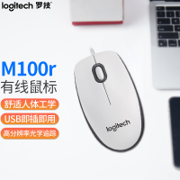 [自营官方旗舰店]罗技M100r 有线鼠标 大手鼠标 笔记本电脑办公鼠标 家用对称鼠标 三年质保(白色)