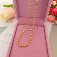 新款越南沙金项链女光面磨砂款珠子项链仿真镀金项链久不掉色饰品送女朋友老婆情人节七夕生日礼物