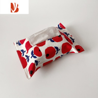 三维工匠朴简杂货 日式和风布艺纸巾袋 创意茶几桌面纸巾盒抽纸收纳套8504 红色图案-纸巾袋