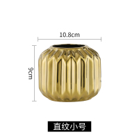 北欧简约轻奢几何金色陶瓷花瓶家居装饰品客厅电视柜摆件创意摆设 三维工匠 浮点款