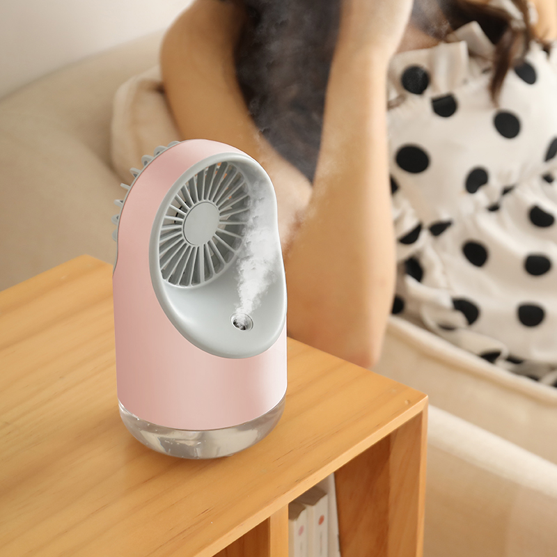 充电式加湿器带小风扇可爱无线充电款手持便携式小型 大雾量喷雾空气