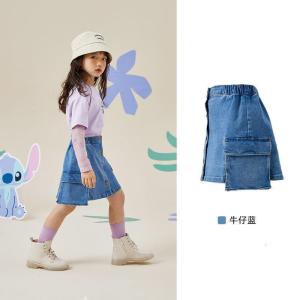 [1件3折价:43.5]moomoo童装女童牛仔半裙春秋新款洋气儿童轻薄清爽工装半裙
