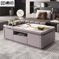 戴劲岩板茶几客厅茶台烧水壶一体桌家用泡茶台办公室茶桌 1.3米浅灰