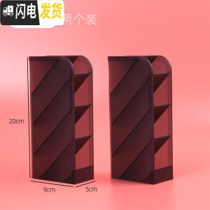 三维工匠斜插式笔筒创意时尚多功能韩国女办公室笔架收纳盒小清新桌面摆件 透明黑(2个装)