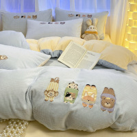 ins卡通A类加厚牛奶绒床上四件套新款冬季珊瑚绒冬天床单被套