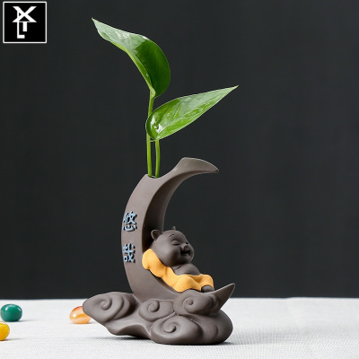 紫砂茶宠摆件精品可养迷你小花器创意茶具配件禅意茶道茶台装饰