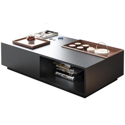 森美人新款现代简约茶几北欧橡木纹大小户型客厅长方形储物创意茶桌