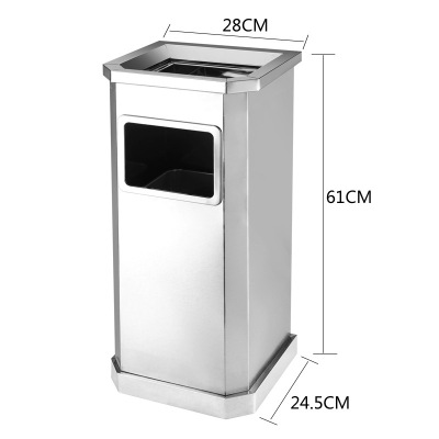 商用大号不锈钢分类垃圾桶带烟灰缸 全不锈钢侧开口