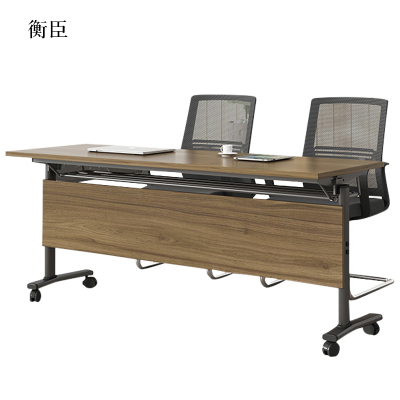 衡臣折叠培训桌简约双人桌子带轮双层会议桌长1800mm宽500mm高750mm不含椅