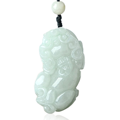 帛兰梓韵缅甸玉器A货翡翠吊坠天然翡翠淡豆色貔貅挂件男女款貔貅挂件翡翠