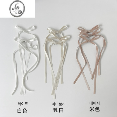 JiMi现Sunup_Q韩国ins一组三个光泽感长丝带蝴蝶结mini小夹子发夹边夹
