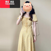 YIBUSHENG2024新款法式荷叶边泡泡袖碎花连衣裙子女季小众设计感收腰长裙