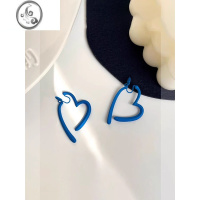 JiMi茶系蓝色爱心蚊香盘耳夹无耳洞女2023新款小众设计感可爱少女耳饰