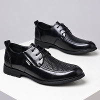 潮流夏季透气镂空皮鞋男正装商务港风透气凉鞋英伦风真皮牛皮男鞋