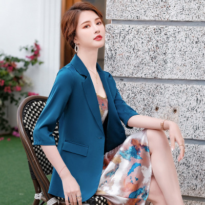 女先生女士西装2021夏装新款韩版时尚小西装女式职业装商务正装七分袖西服外套工作服简约百搭气质通勤OL工装