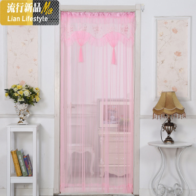 四季家用帘布艺卧室蕾丝防蚊纱帘卫生间厨房隔断帘装饰长帘 三维工匠窗帘