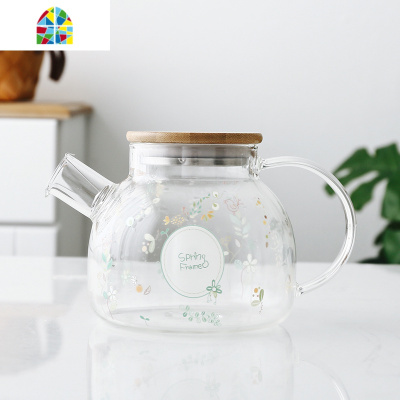 日式耐热过滤玻璃冷水壶套装大容量家用防爆泡茶壶凉白开水壶杯子 FENGHOU 森林小鹿(小凉水壶)+4杯+托盘