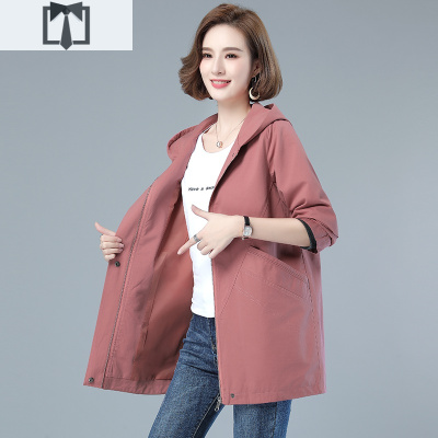 SUNTEK风衣女中长款韩版宽松大衣2020春秋装新款中年妈妈气质流行外套潮风衣