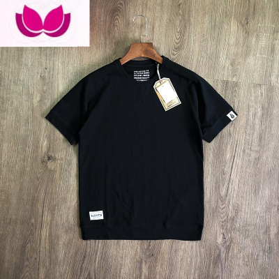 七斓日系复古插肩款 水洗高克重夏季男士圆领纯色短袖T恤青年半袖