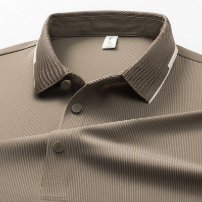 春夏新款男士短袖T恤简约翻领青年休闲纯色透气舒适薄款男装