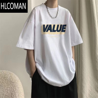 HLCOMAN酒红色美式短袖T恤oversize潮牌男夏季宽松ins半袖