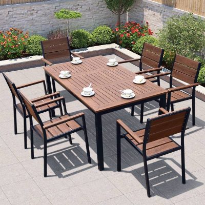 户外家具庭院桌椅花园室外露天休闲咖啡厅阳台防腐木塑木桌椅组合