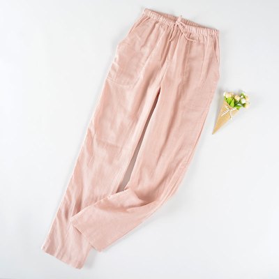 SUNTEK情侣睡裤男夏天长裤棉纱布日系色宽松棉女士家居裤春秋薄款