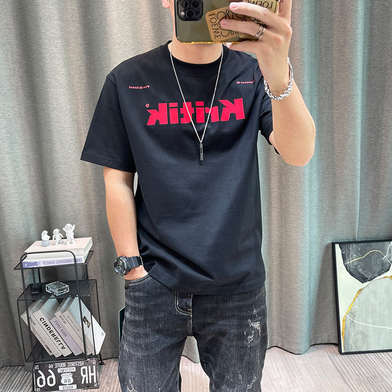 短袖T恤男夏季新款丝光棉字母印花男士休闲上衣青年衣服潮ins