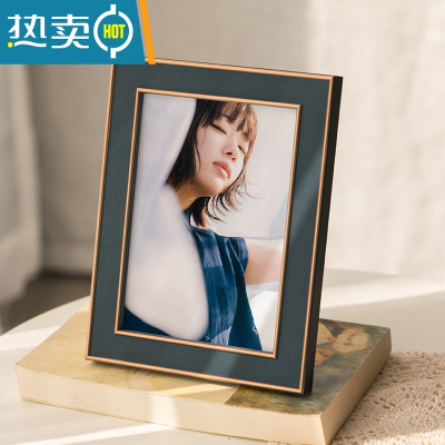 敬平欧式简约桌面相框摆台创意5寸6寸7寸8寸10寸装饰摆件像框A4寸画框 圆边古典蓝 7寸(可放12.7*17.8cm)