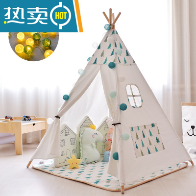 哎哟宝贝儿童帐篷室内游戏屋家用印第安小房子男孩女孩宝宝玩具屋真智力小树帐篷（不含垫子）送线球灯+加固器