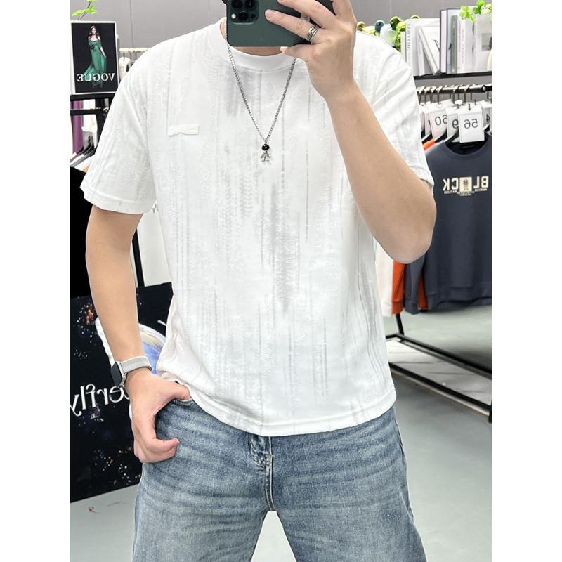夏季气质潮牌轻奢短袖T恤男新款潮流休闲ins圆领半袖打底衫上衣潮